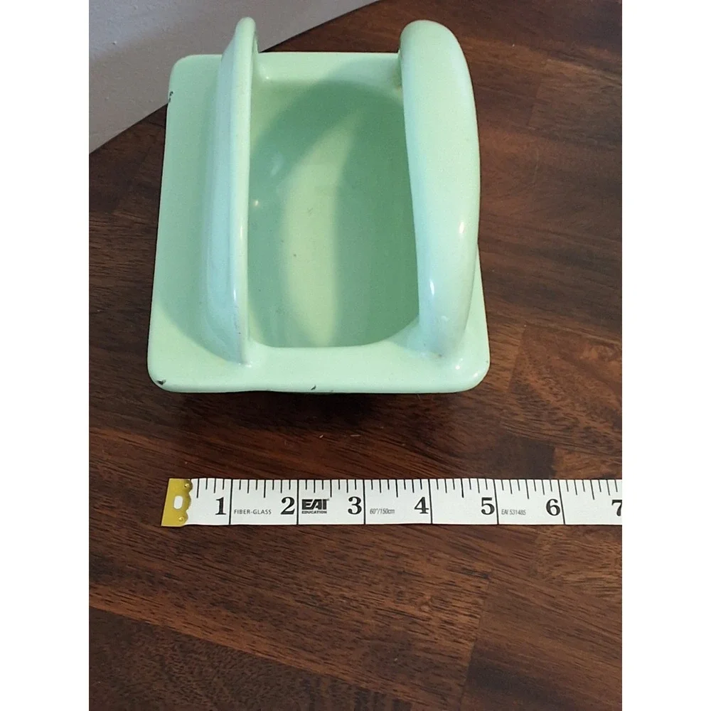 Vintage Enameled Cast Iron Wall Mount Soap Dish With Grab Bar. Heavy Duty!